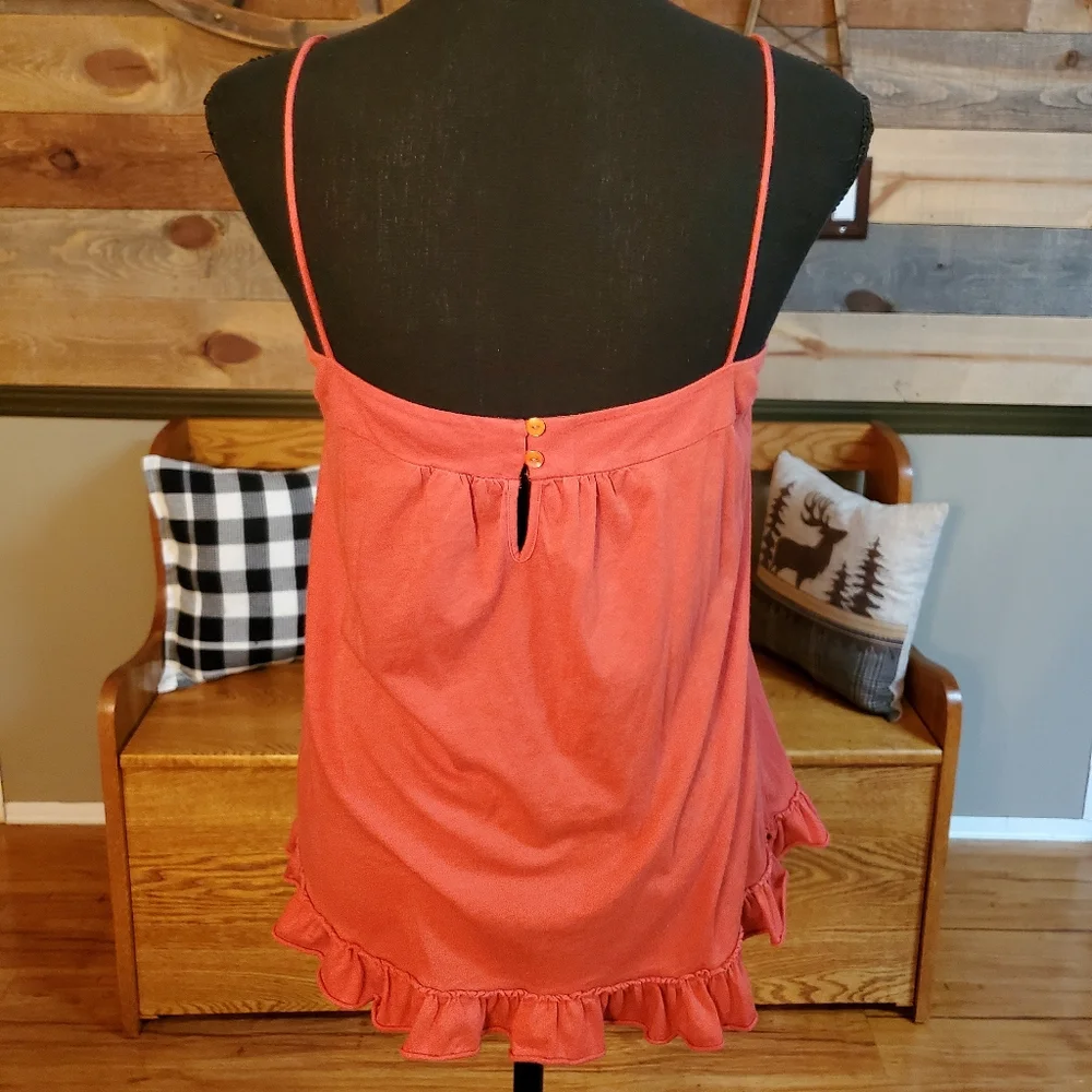J Crew Ruffle Rust Orange Tank Top